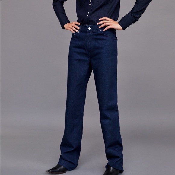 ZARA Heritage Straight Sunset Blue Denim Jeans 2 - Picture 5 of 14